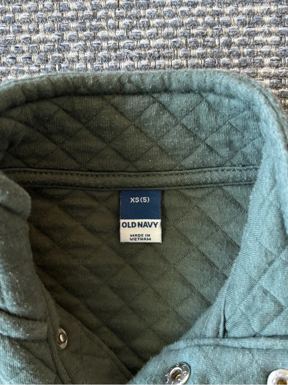 Old Navy Kids Green Quilted Knit Quarter Snap Pullover Sweater | Size XS (5)